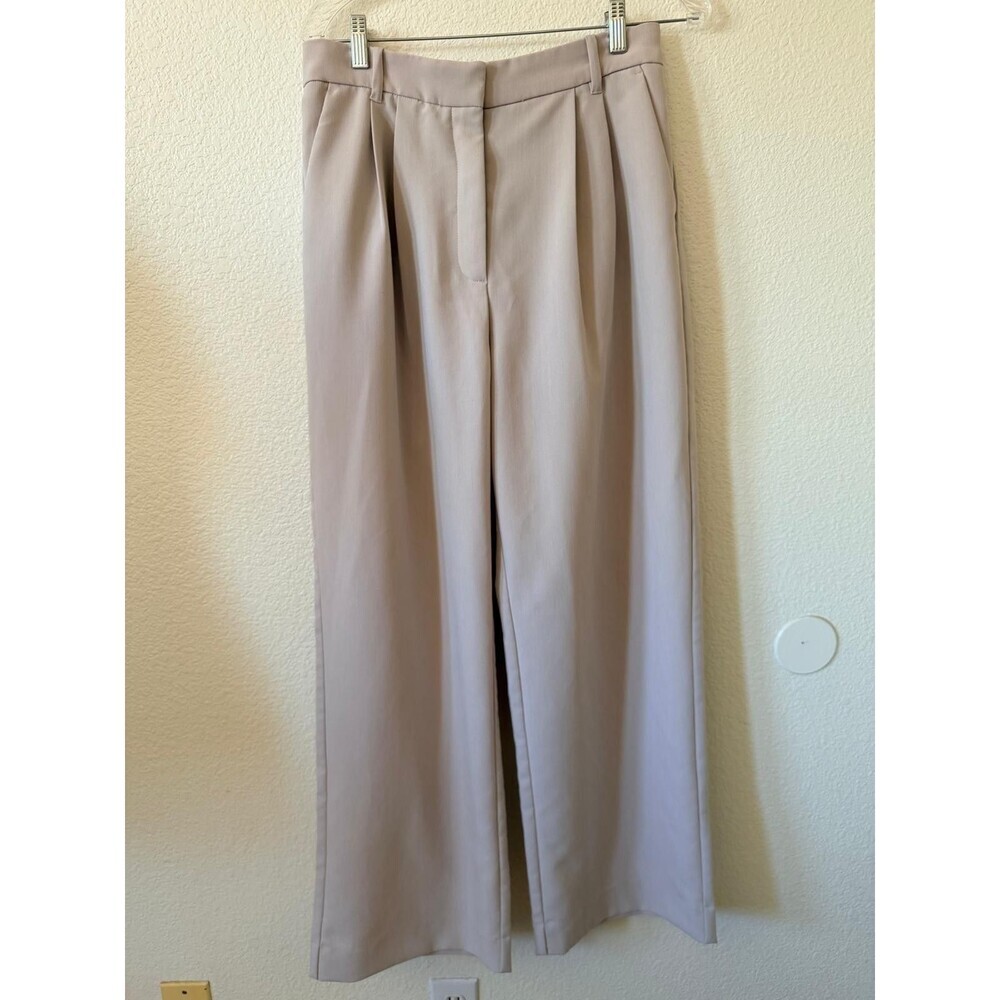 Abercrombie & Fitch Pleated Wide-Leg Dress Pants Beige Womens 31X12 Office - Picture 2 of 16